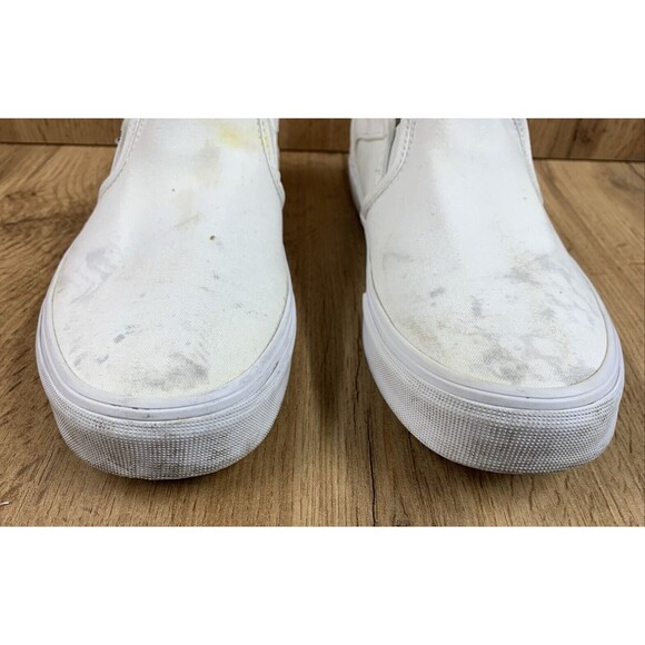 VANS Off The Wall Classic Slip On Skate Loafer Shoes Size 9 White Canvas 721356 - Picture 6 of 16